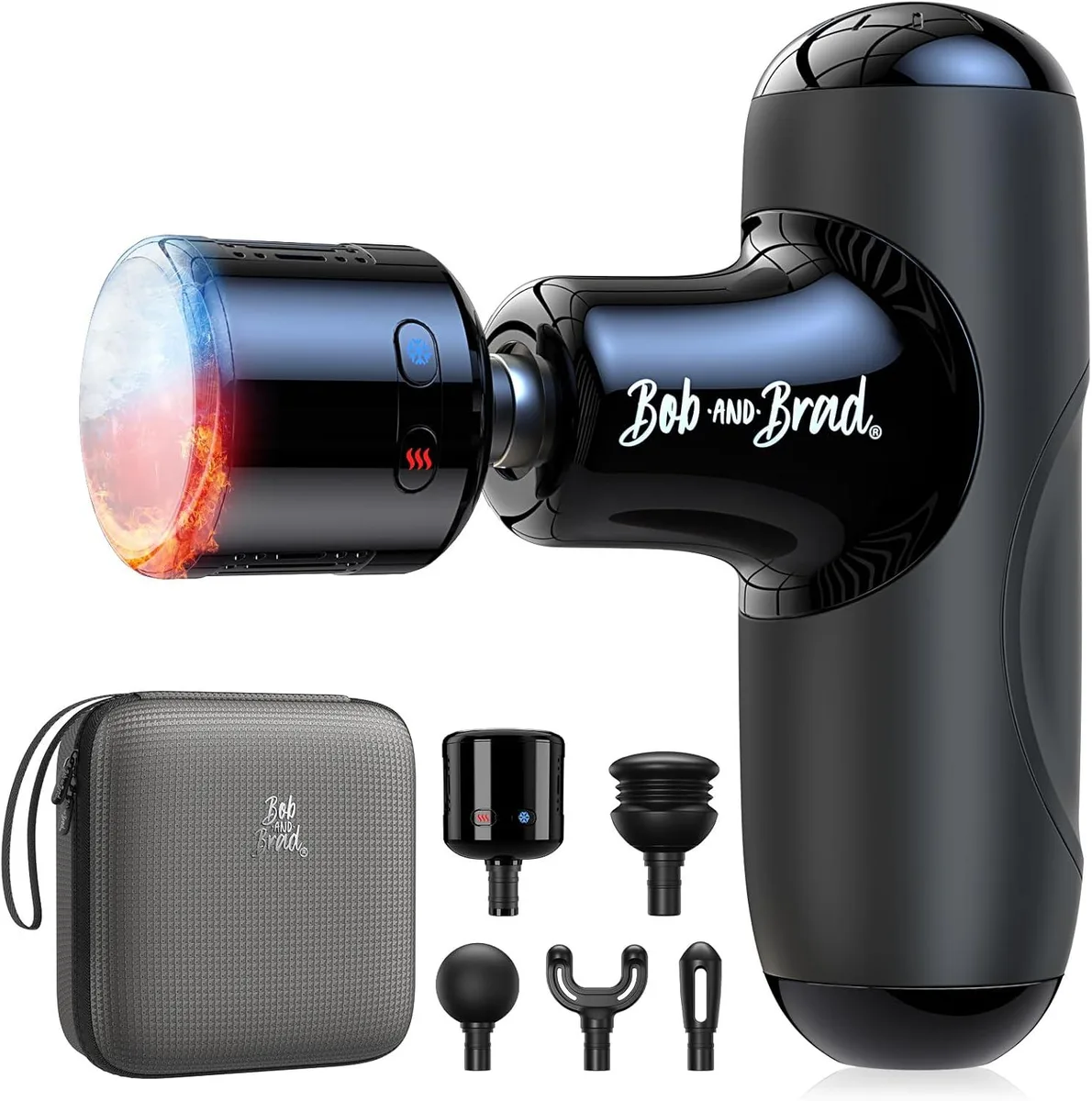 BOB BOB QL/MINI.Q2-F massager, heat & cold, 5 speeds 1800–3000 RPM, 7 mm amplitude, 40 dB, 1.52 h charge, 0.95 lb — foto do produto