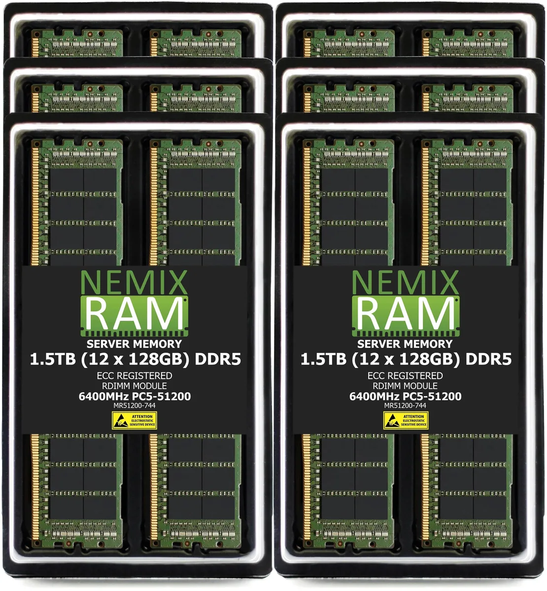NEMIX RAM NEMIX RAM 1.5TB 12x128GB DDR5 6400 CL52 1.1V 4Rx4 ECC RDIMM Dell XE9685L — 商品写真