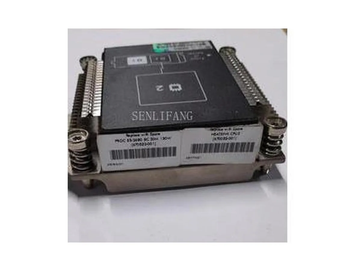 Metal server CPU heatsink with fin stack and mounting brackets