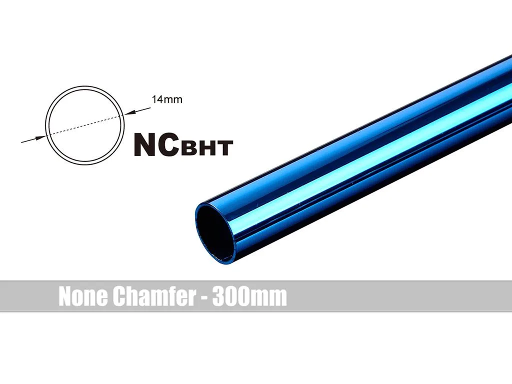 Straight brass tube, royal blue finish, 14 mm OD, 300 mm length
