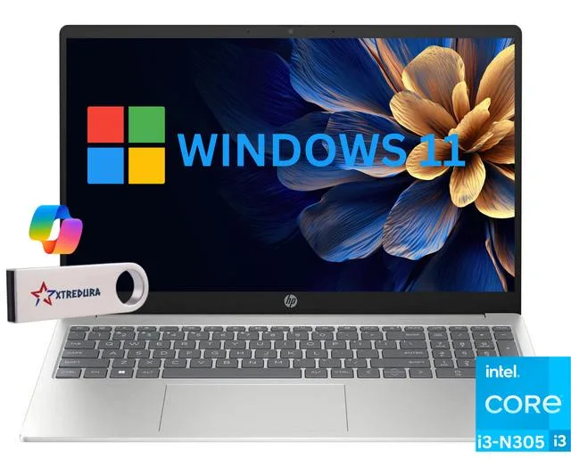 Silver 17.3 inch laptop with HD+ display and standard keyboard