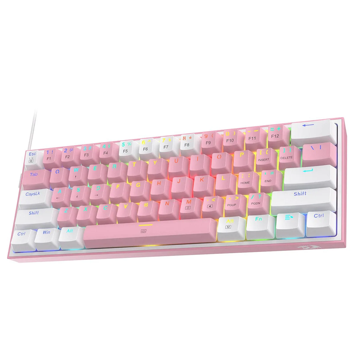 Redragon Redragon K617 Fizz 60% Wired RGB Gaming Keyboard 61 Keys Pink Red Switch — fotografia produktu