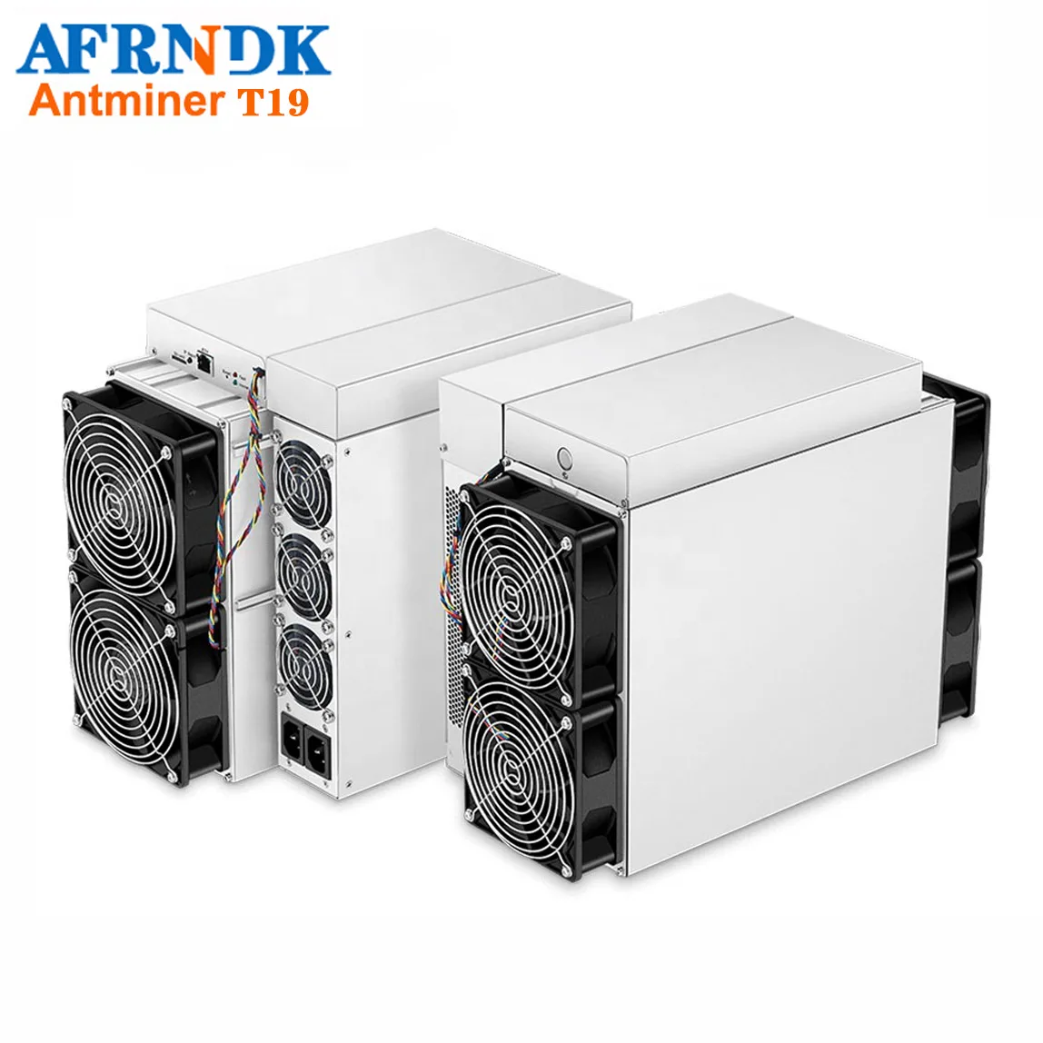 Rectangular metal mining unit with integrated power supply, RJ45 port, matte finish
