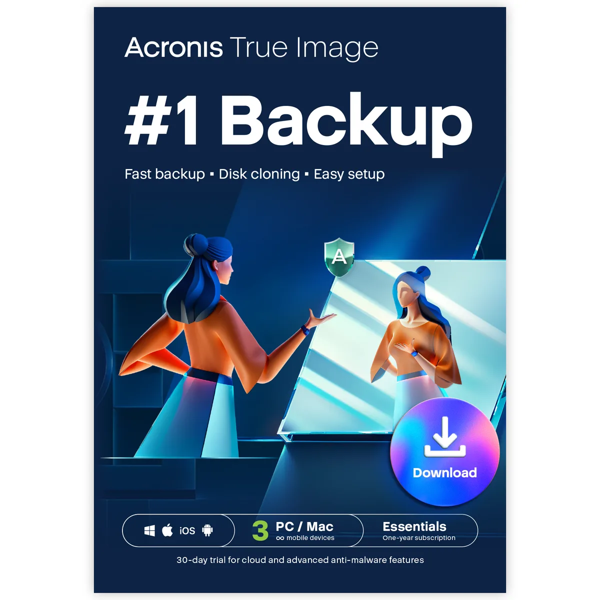 Acronis Inc. Acronis True Image Essentials 3 Computers 1 Year utility — produkto nuotrauka