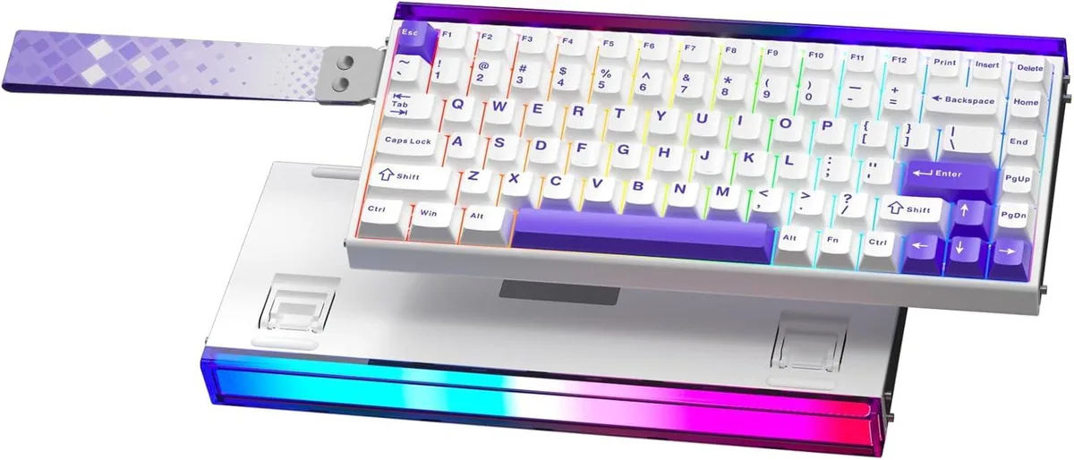 Compact 75 percent layout gaming keyboard with magnetic switches and RGB lighting