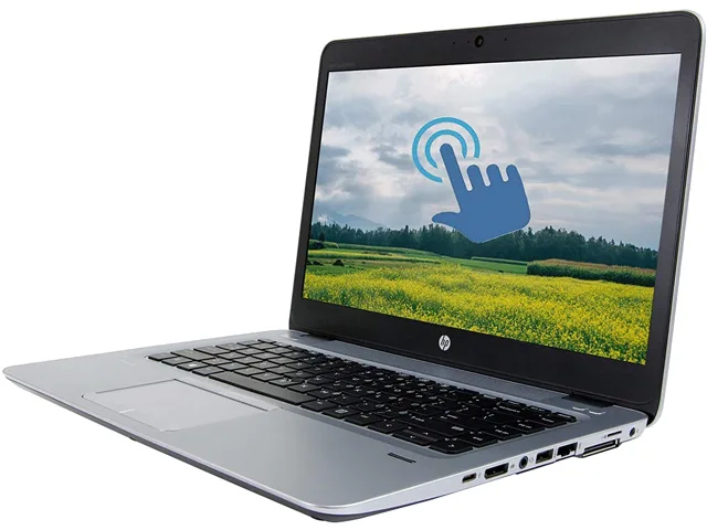 Silver 14 inch EliteBook 840 G4 laptop with touchscreen display open