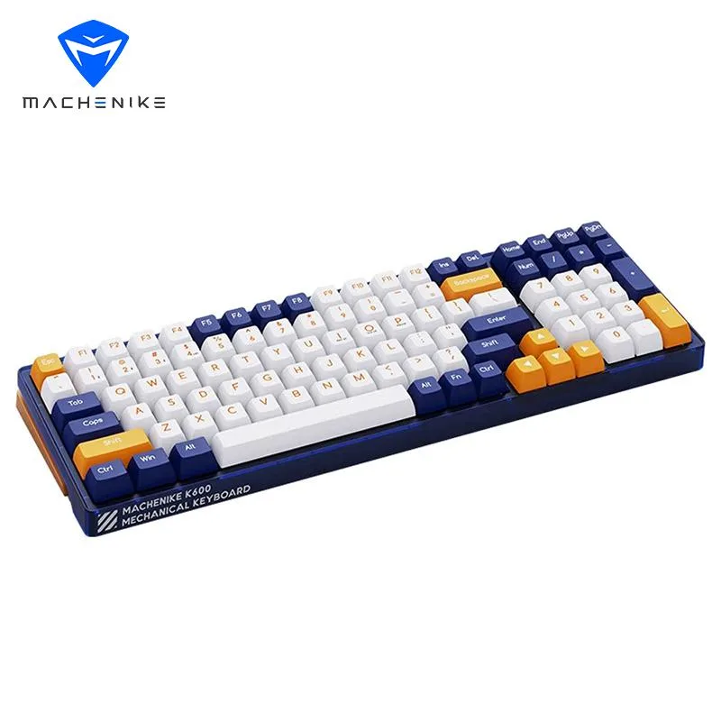 Prussian Blue gaming keyboard with transparent frosted shell, 100 keys, PBT-FSA keycaps, RGB backlighting