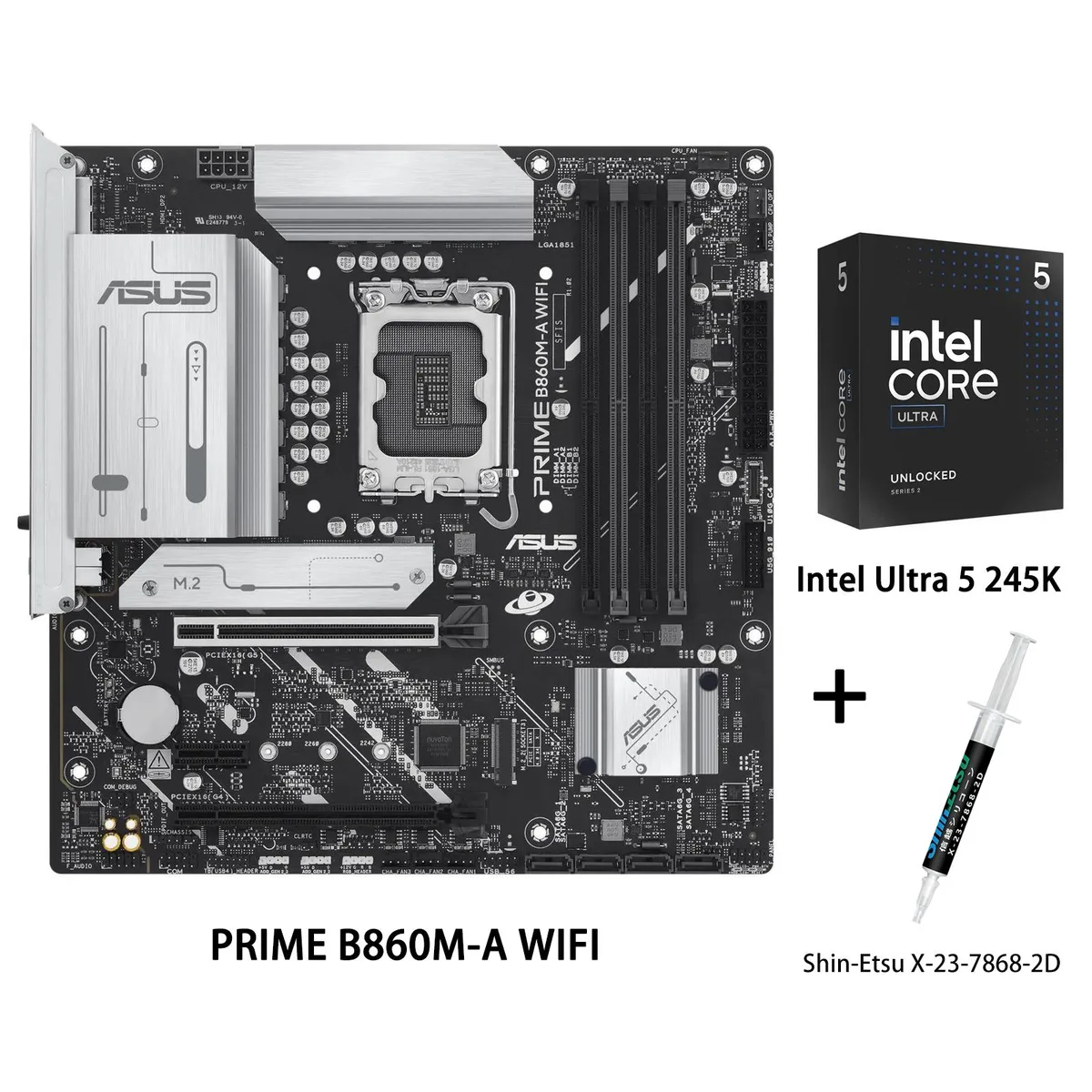 ASUS ASUS PRIME B860M-A WIFI-CSM Intel Motherboard & Ultra 5 245K CPU Combo — product photo