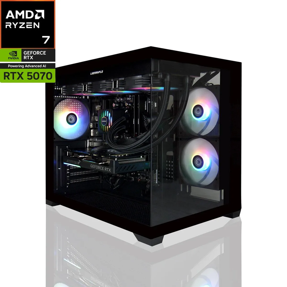 AVGPC AVGPC Hellfire R7 5070 D4 Gaming PC Ryzen 7 5700X RTX 5070 12GB 32GB DDR4 1TB NVME 360mm AIO — product photo