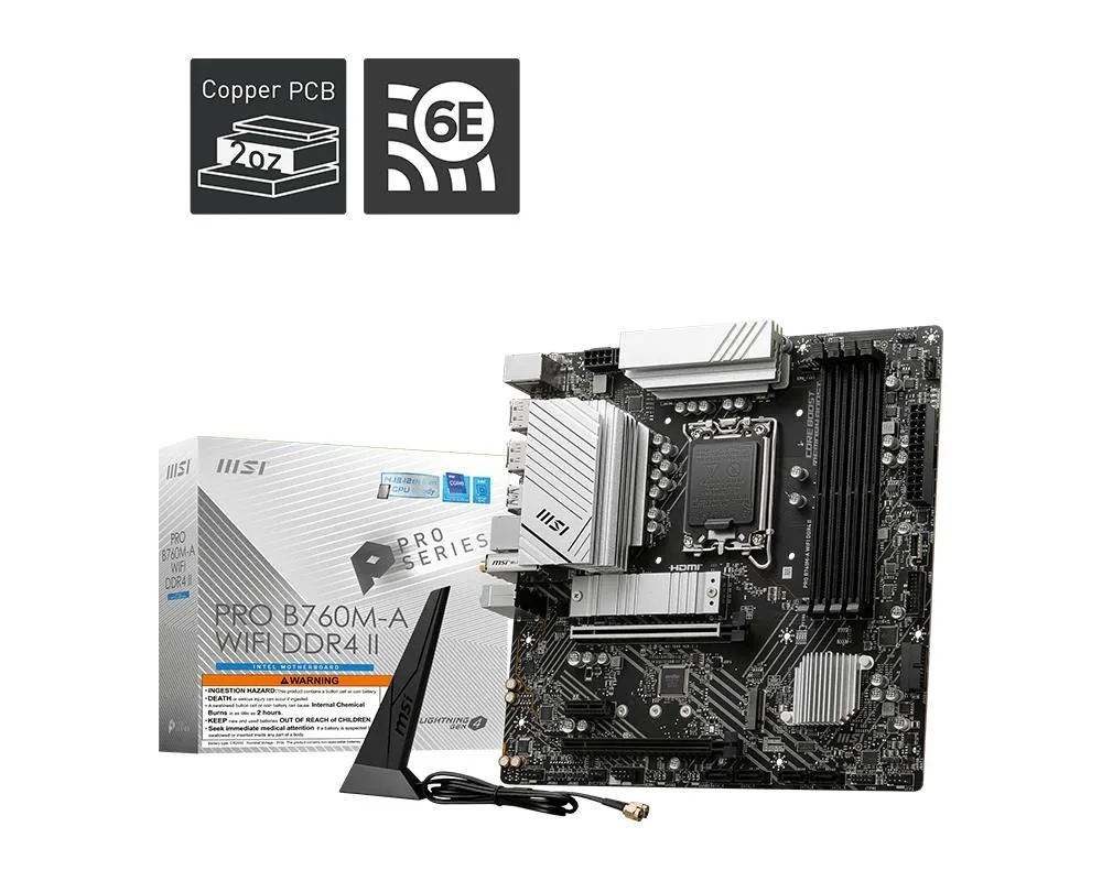 MSI MSI PRO B760M-A WIFI DDR4 II Intel motherboard — product photo