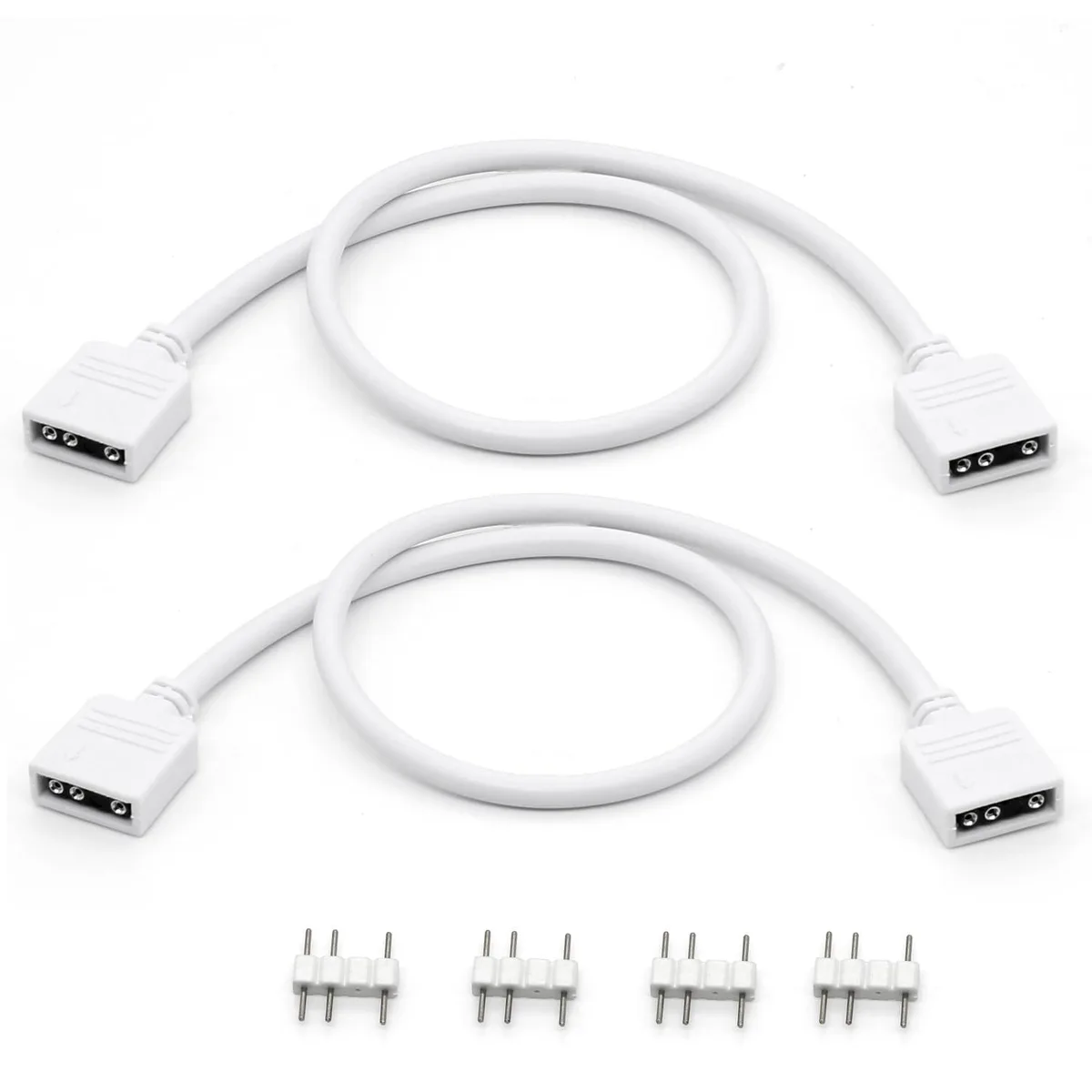 PISKEKAT PISKEKAT 2-Pack 1-to-1 ARGB Extension Cable White 5V 3-Pin Female to Female 11.8 Inches Motherboard Accessory — product photo
