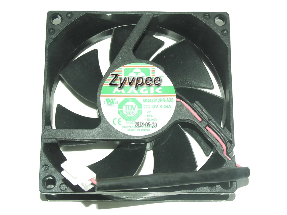 Zyvpee Zyvpee MGA8012HS-A25 80mm case fan 12V .24A 2 Pin — 제품 사진