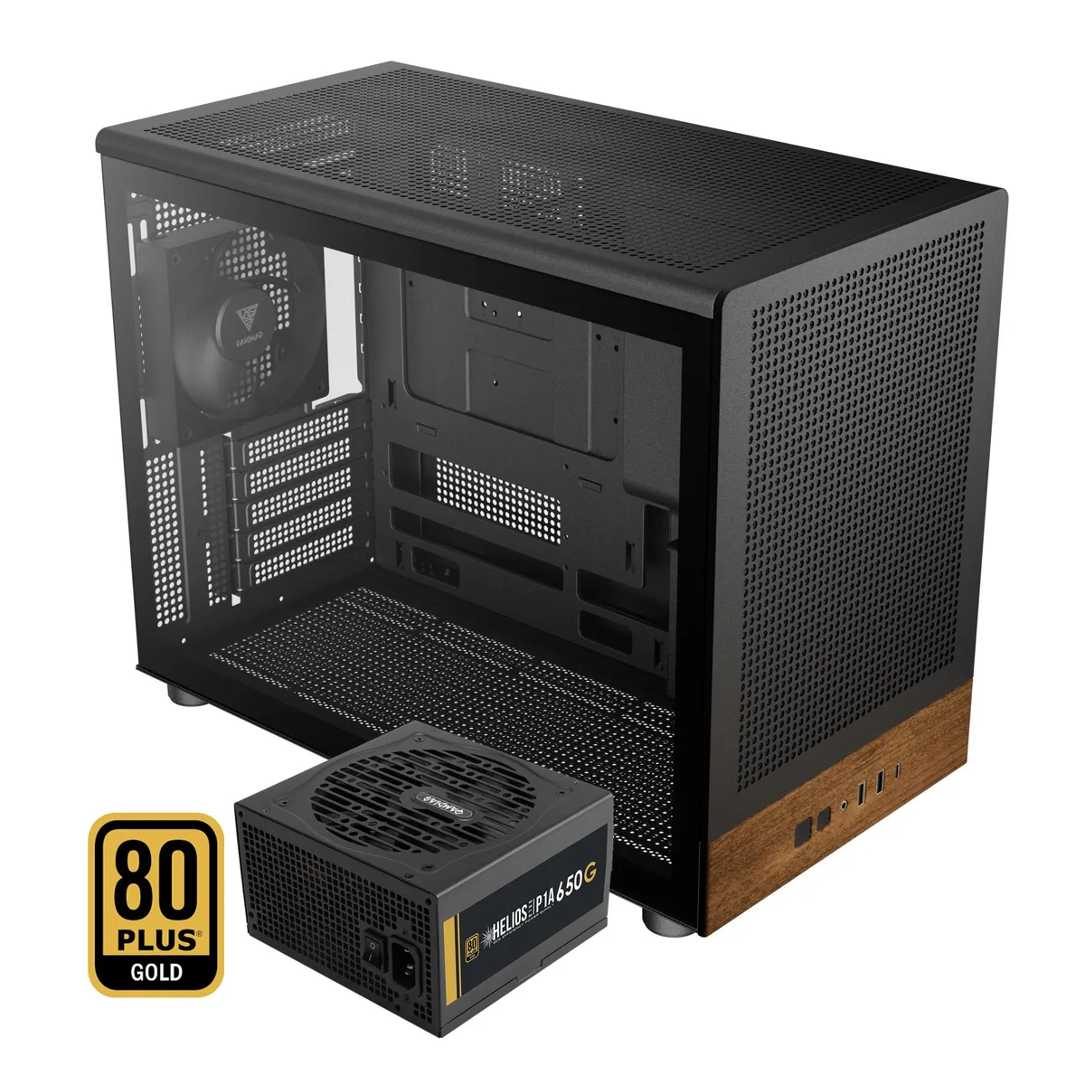 GAMDIAS Technology GAMDIAS Technology ATHENA M4M WOOD 650W 80+ Gold PSU PC case — photo du produit