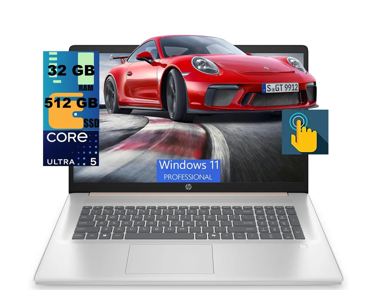 HP HP 17 laptop Intel Core Ultra 5 225U 12-core 32GB 512GB SSD 17.3" HD+ touchscreen Rose Gold Windows 11 Pro — product photo