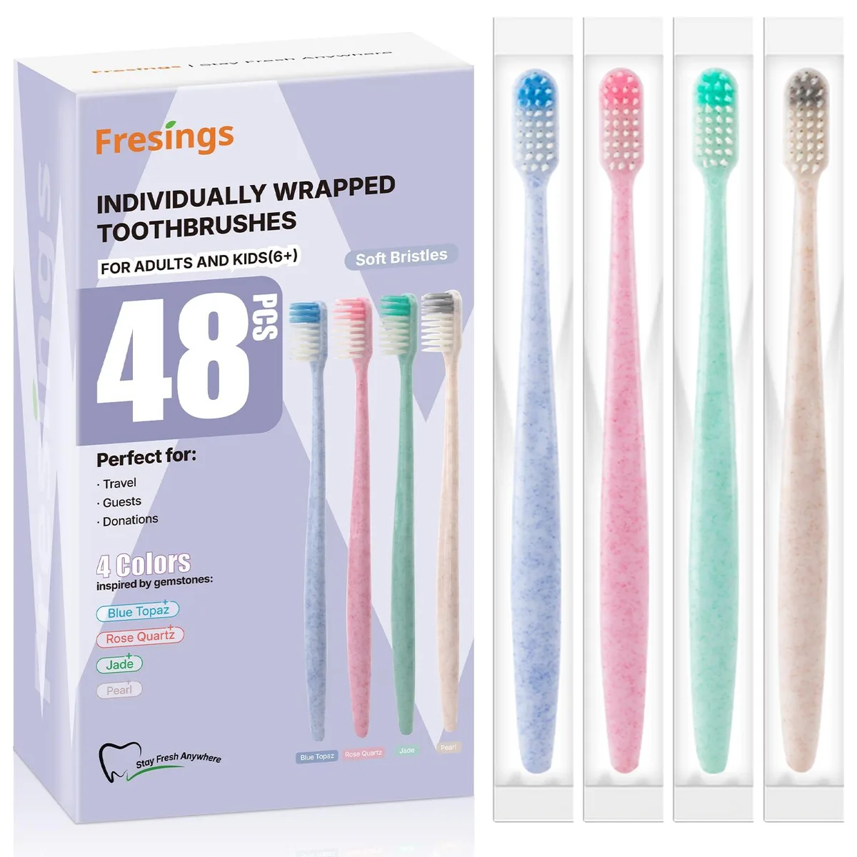 Fresings XYS48 Oral Care 48 Count Soft Manual Toothbrushes — product photo