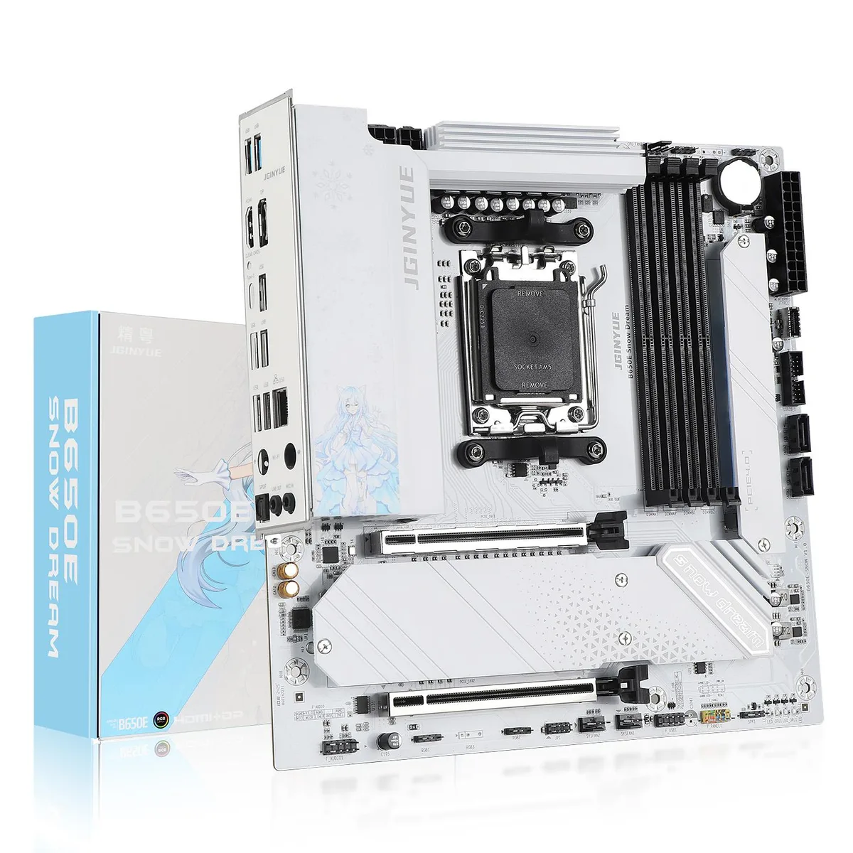JGINYUE JGINYUE B650E Snow Dream AM5 AMD motherboard — photo du produit