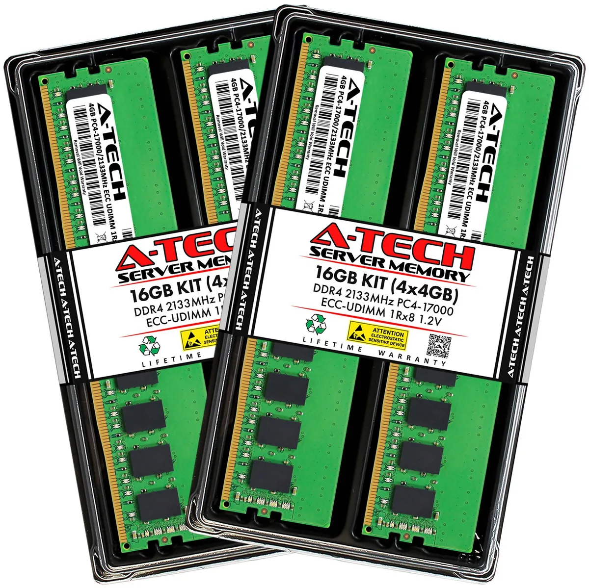 A-Tech A-Tech 16GB (4x4GB) DDR4 2133 ECC UDIMM CL15 1Rx8 1.2V 288-Pin Server RAM — תמונת המוצר