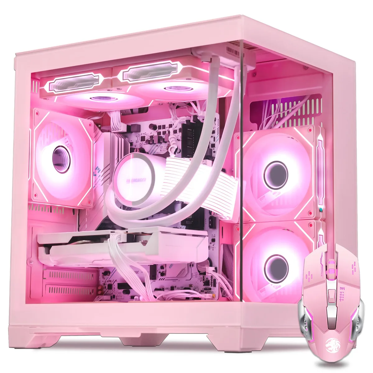 Hoengager Hoengager Gaming PC Ryzen 7 5700X RTX 5060 32GB DDR4 1TB Pink — product photo