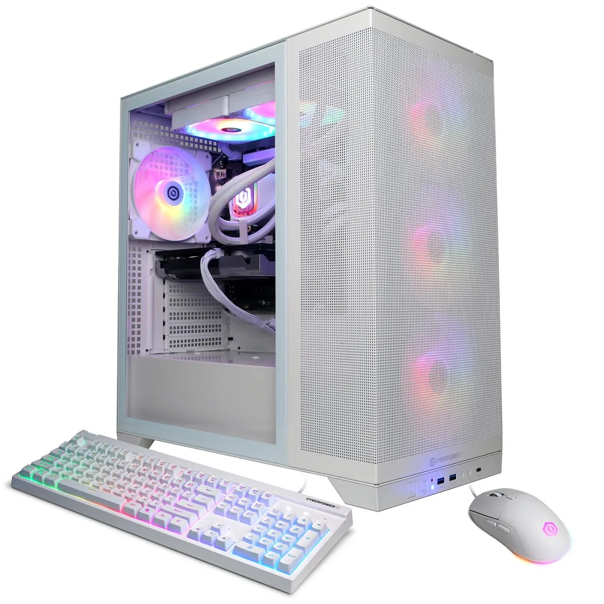 CyberpowerPC CyberpowerPC Gamer Supreme Liquid Cooled Intel Core Ultra 7 265F 32GB 2TB RTX 5060 Ti 8GB White gaming PC — produktfoto