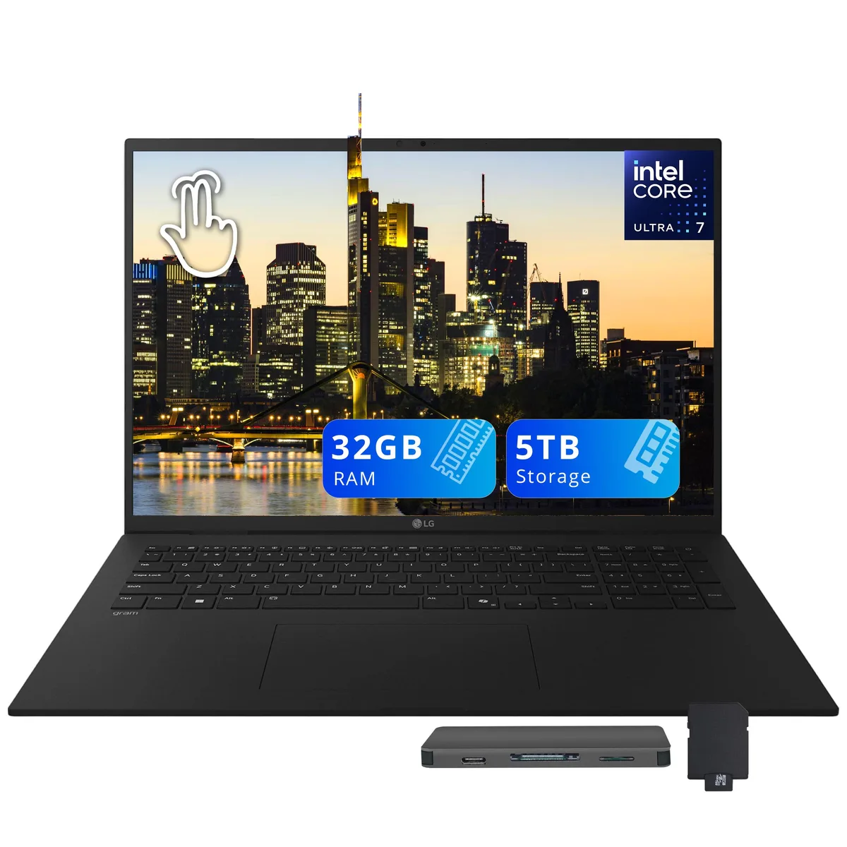 LG Electronics LG Electronics LG Gram 17" Touchscreen Business Laptop Intel Ultra 7 258V 32GB 4TB SSD 1TB Dock Black — صورة المنتج