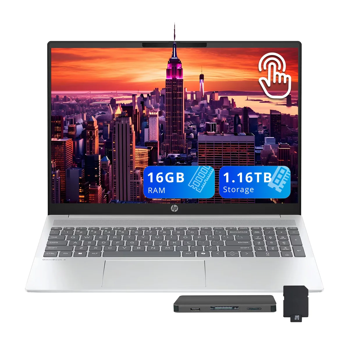 HP HP OmniBook 5 16" Touchscreen Business Laptop, Core Ultra 5 225U, 16GB, 1TB SSD + Docking Set, Silver — foto produk