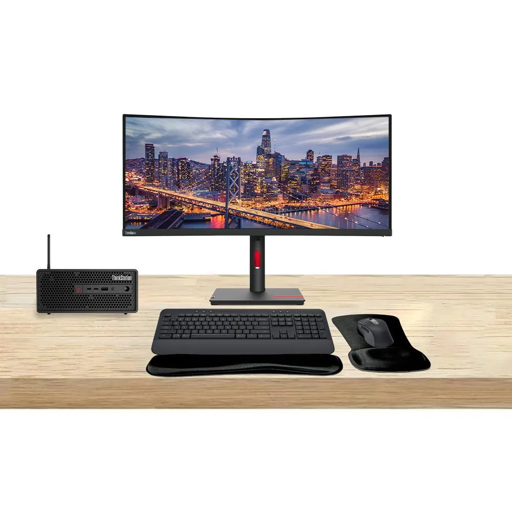 Lenovo Lenovo ThinkStation P3 SFF i7-14700 32GB 1TB SSD UHD 770 + ThinkVision T34w 34 UWQHD MK650 — 제품 사진