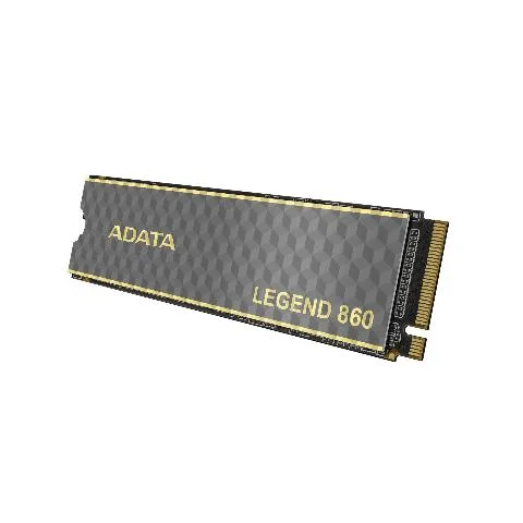 M.2 2280 SSD with black heatsink and gold contacts
