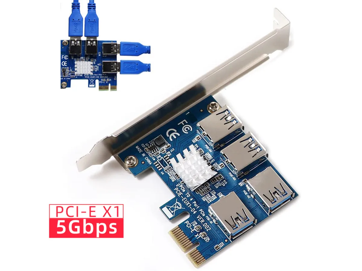 Wadermoon Wadermoon PCI-E 1X to 4 PCI-E USB 3.0 expansion card — صورة المنتج