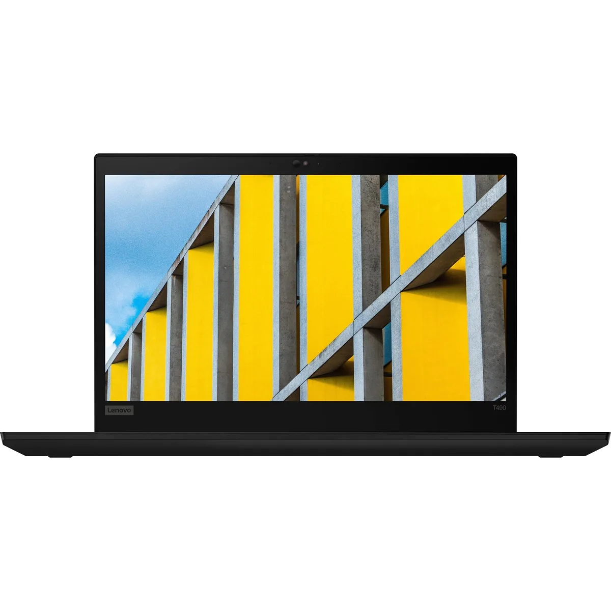 Black 14-inch ThinkPad T490 laptop closed lid