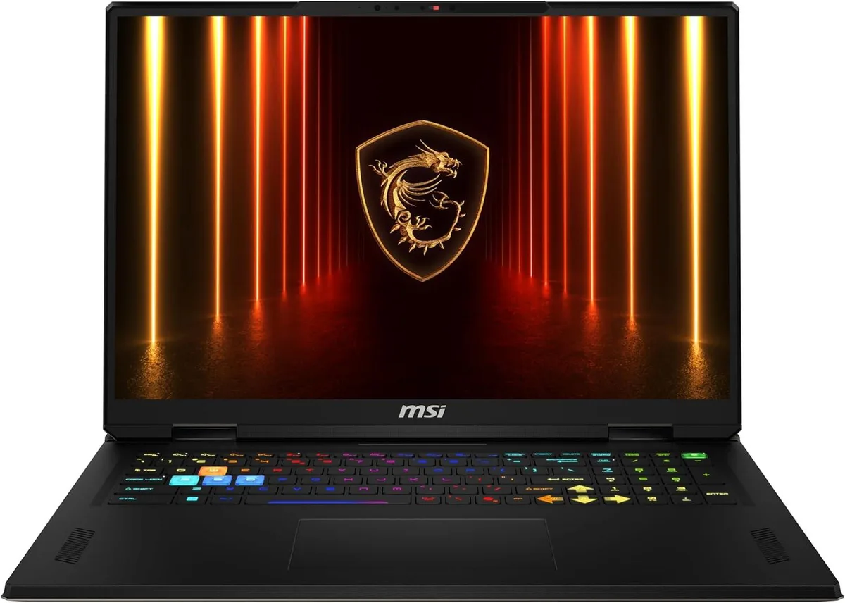 Gray 18 inch gaming laptop with backlit keyboard and fingerprint reader