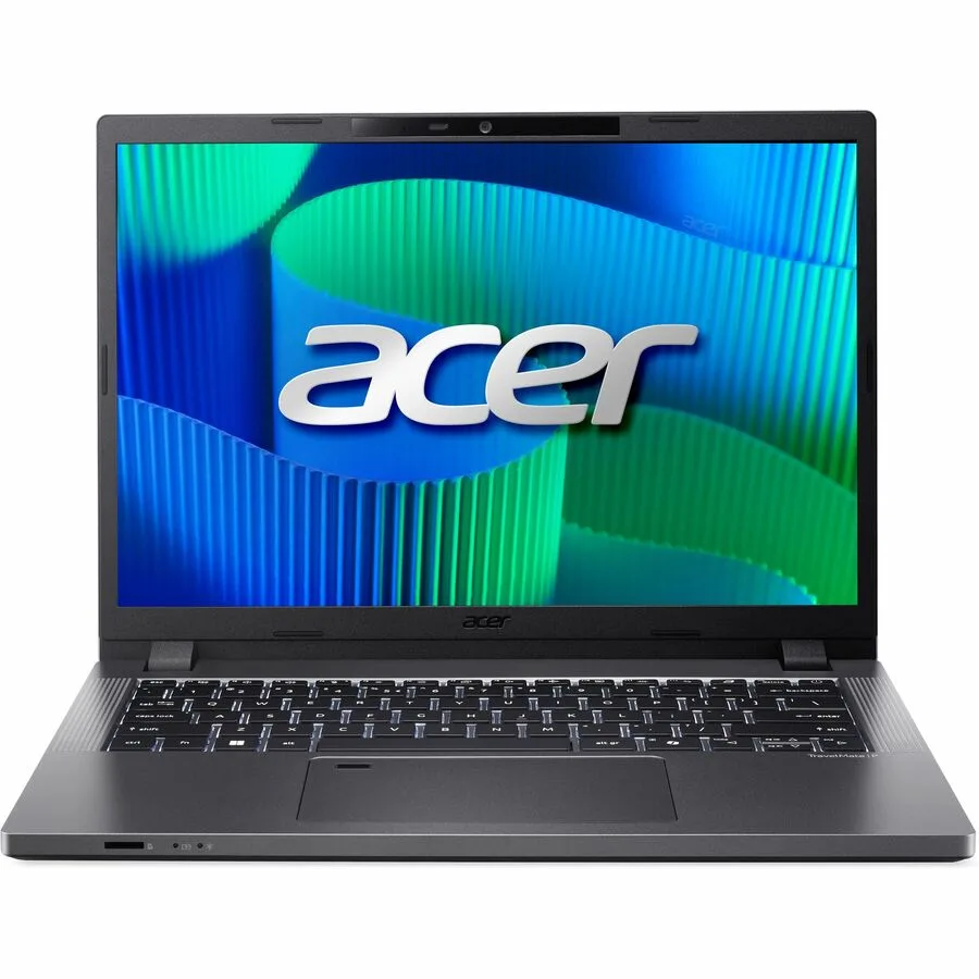 Blue 14 inch laptop with non-touch screen and power button fingerprint reader