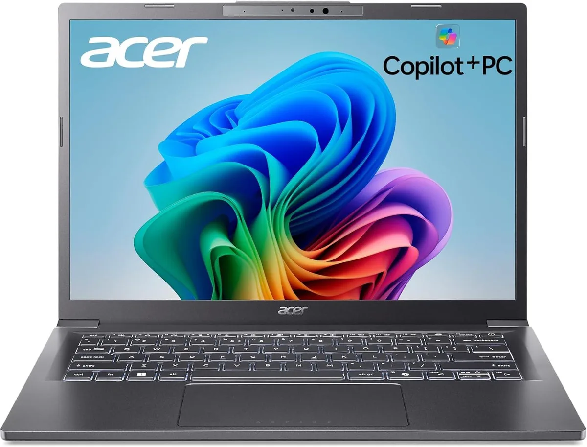 Steel Gray 14 inch touchscreen laptop with backlit keyboard