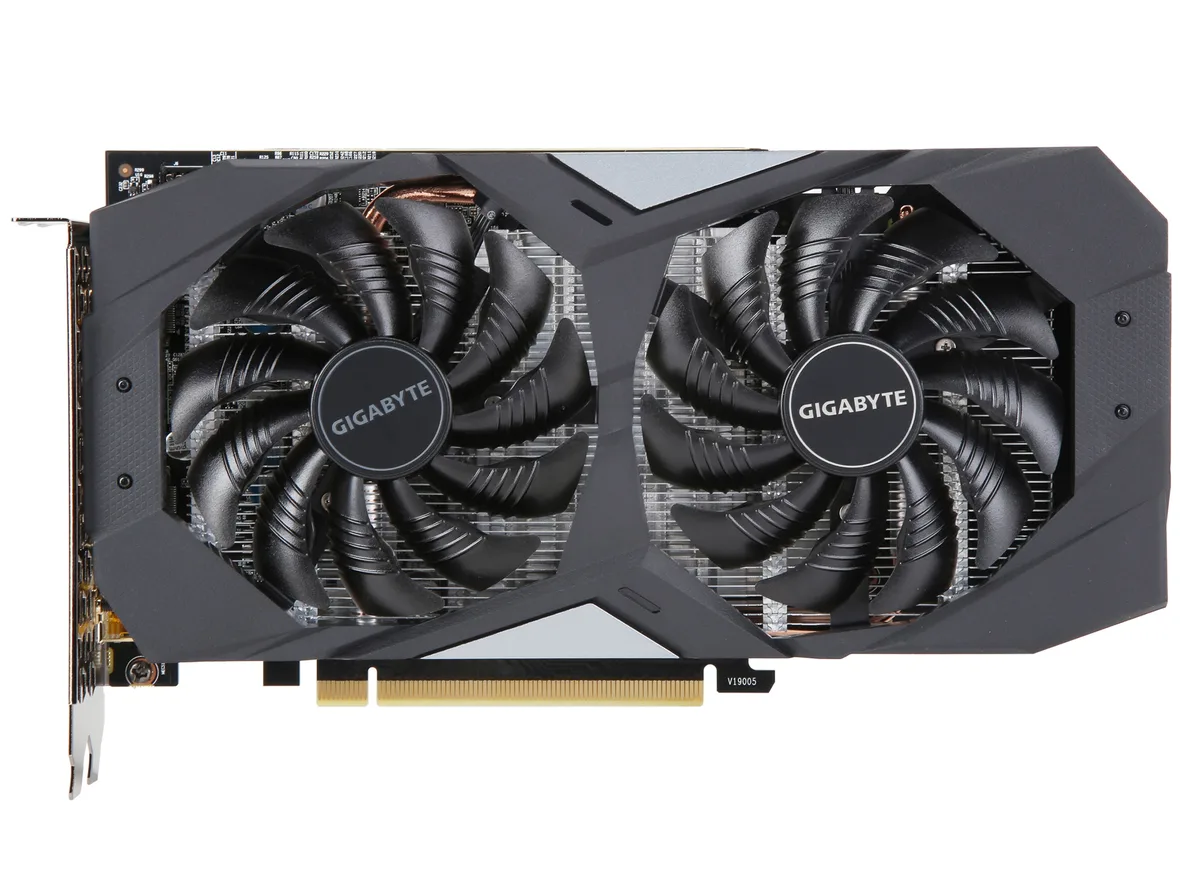 GIGABYTE GTX 1660 graphics card with dual 90mm fans and metal backplate