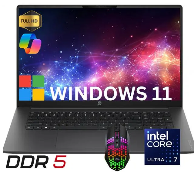 Black 17.3 inch laptop with full HD non-touch screen backlit keyboard and LED mouse
