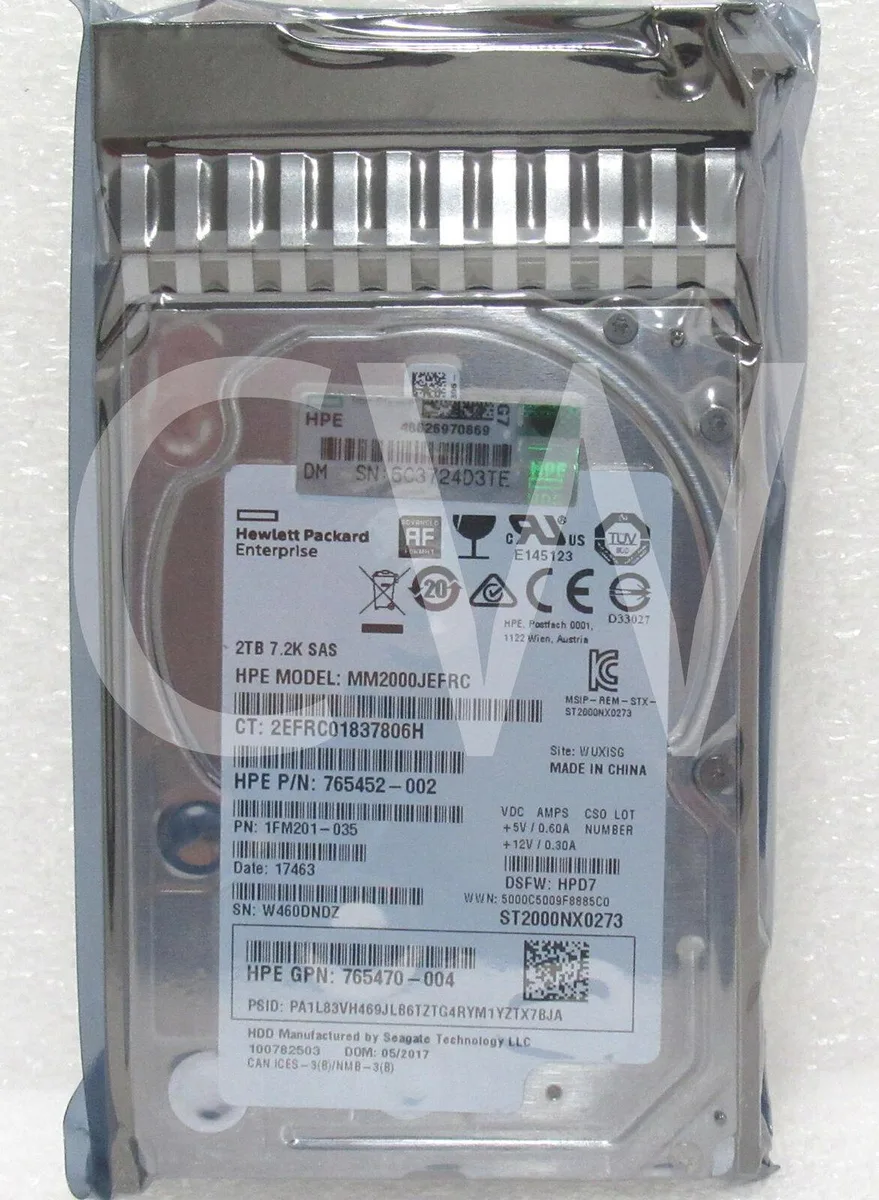 Silver 2.5 inch SAS hard drive in black carrier tray