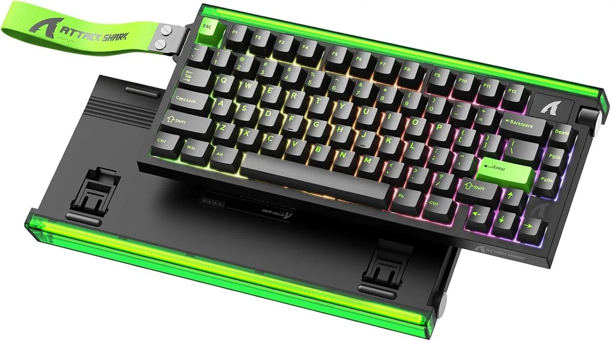 Attack Shark Attack Shark R85 HE Wired 75% Gaming Keyboard Black Green — produktbild