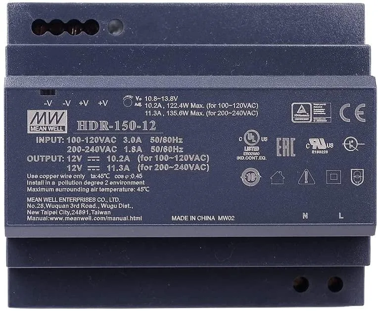 myVolts myVolts HDR-150 150W DIN Rail Power Supply 12V 15V 24V 48V — photo du produit