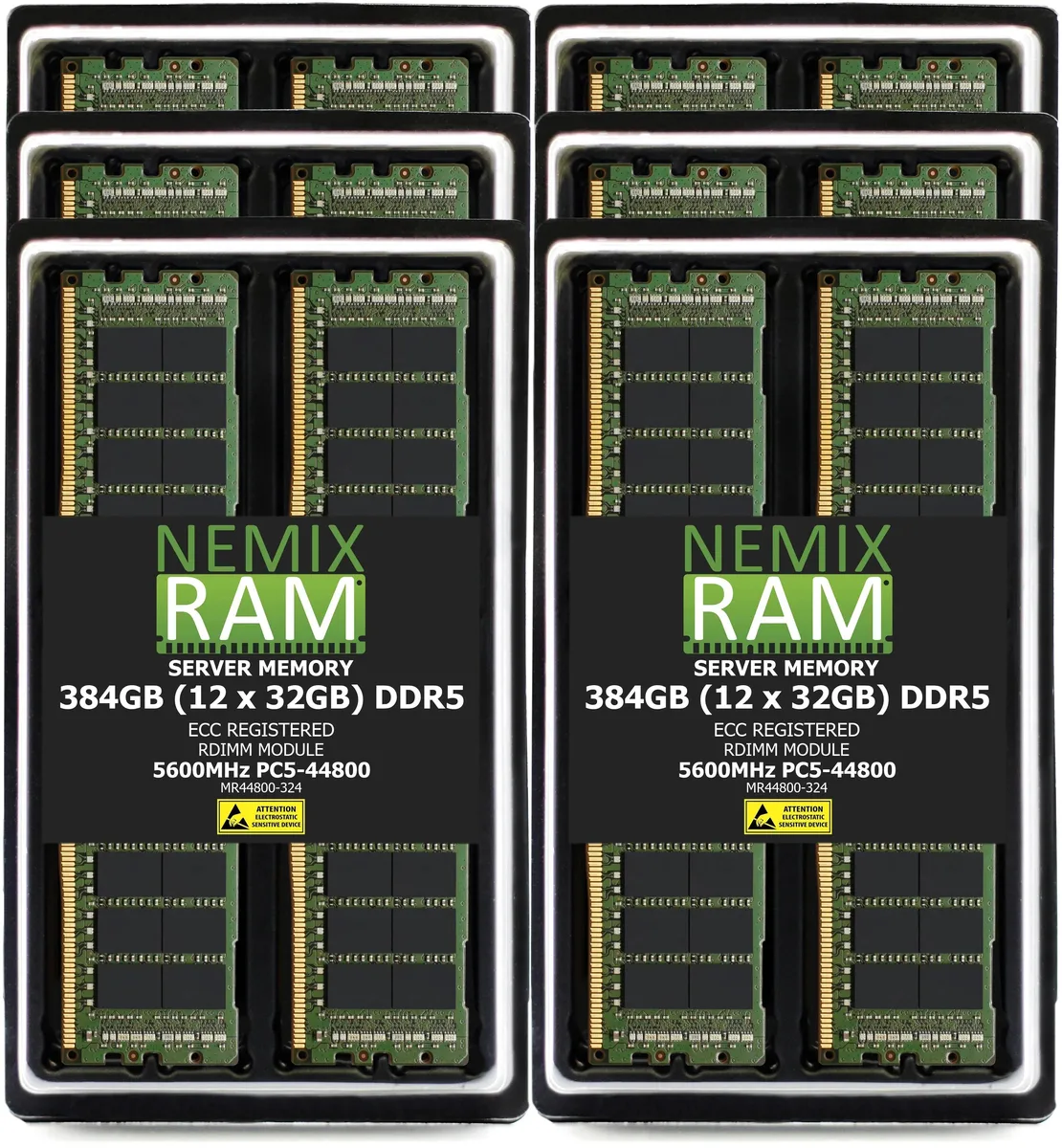 NEMIX RAM NEMIX RAM 384GB (12x32GB) DDR5 5600 CL46 2Rx4 ECC RDIMM Dell PowerEdge R6615 — photo du produit