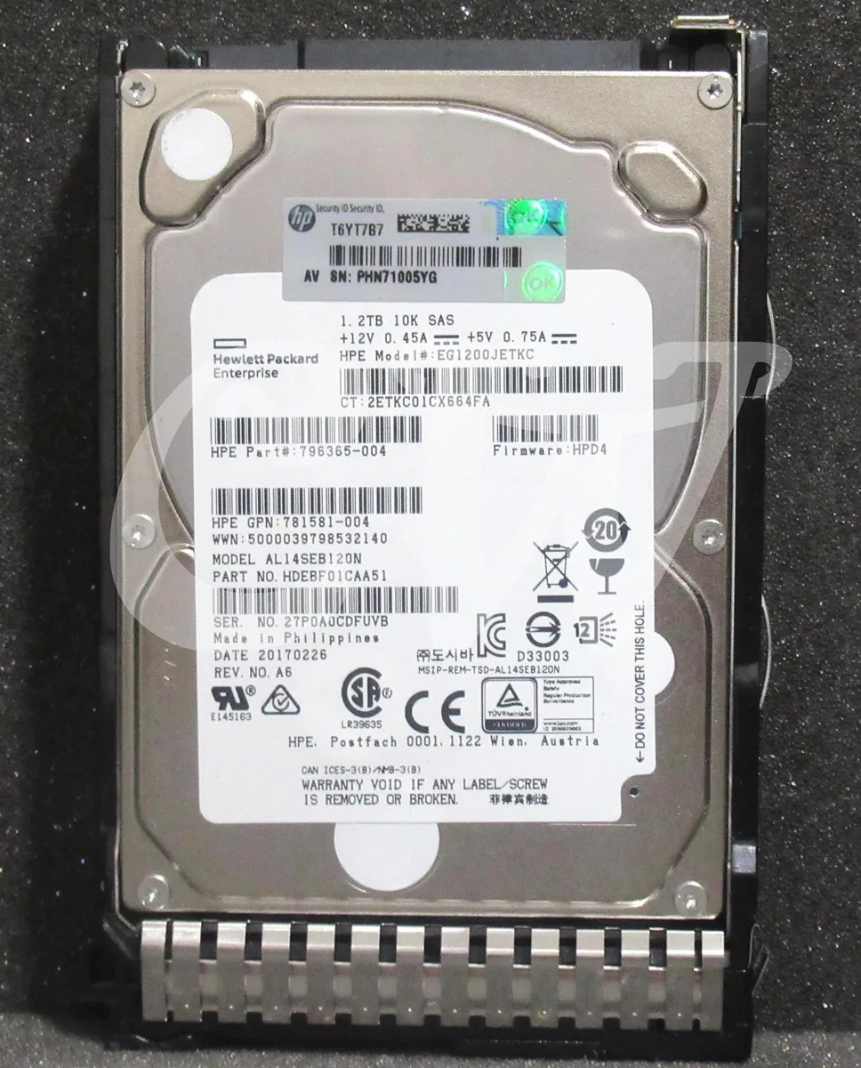 HPE HPE EG1200JETKC 1.2TB 10000RPM 12Gbps 2.5" SAS internal hard drive — 商品写真