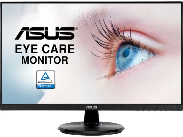 Black 23.8-inch IPS monitor with slim bezels on a simple stand