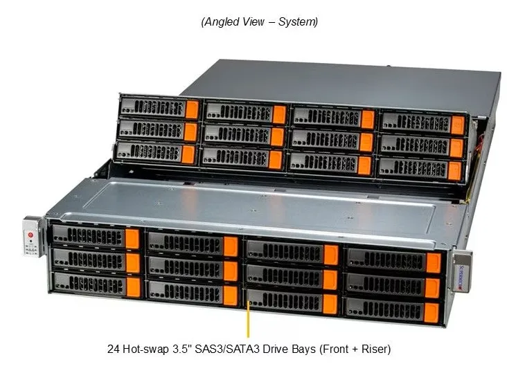 Supermicro Supermicro ASG-2015S-E1CR24H-G1 2U rack server EPYC 9124 256GB DDR5 2x20TB SATA 960GB NVMe — fotografia produktu