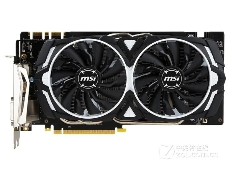 MSI GeForce GTX 1070 ARMOR 8G OC dual-fan graphics card in black and silver finish