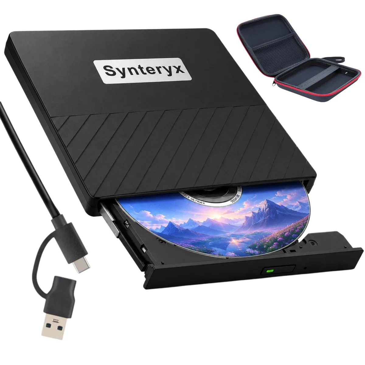  Synteryx External Blu-ray Drive USB 3.0 Black Twill-BD — vörumynd
