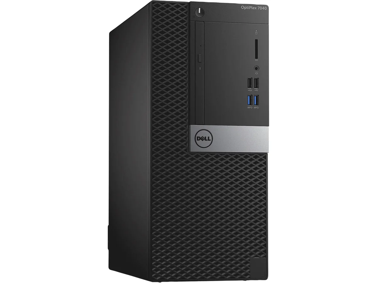 Black Dell OptiPlex 7040 tower desktop with DVD drive