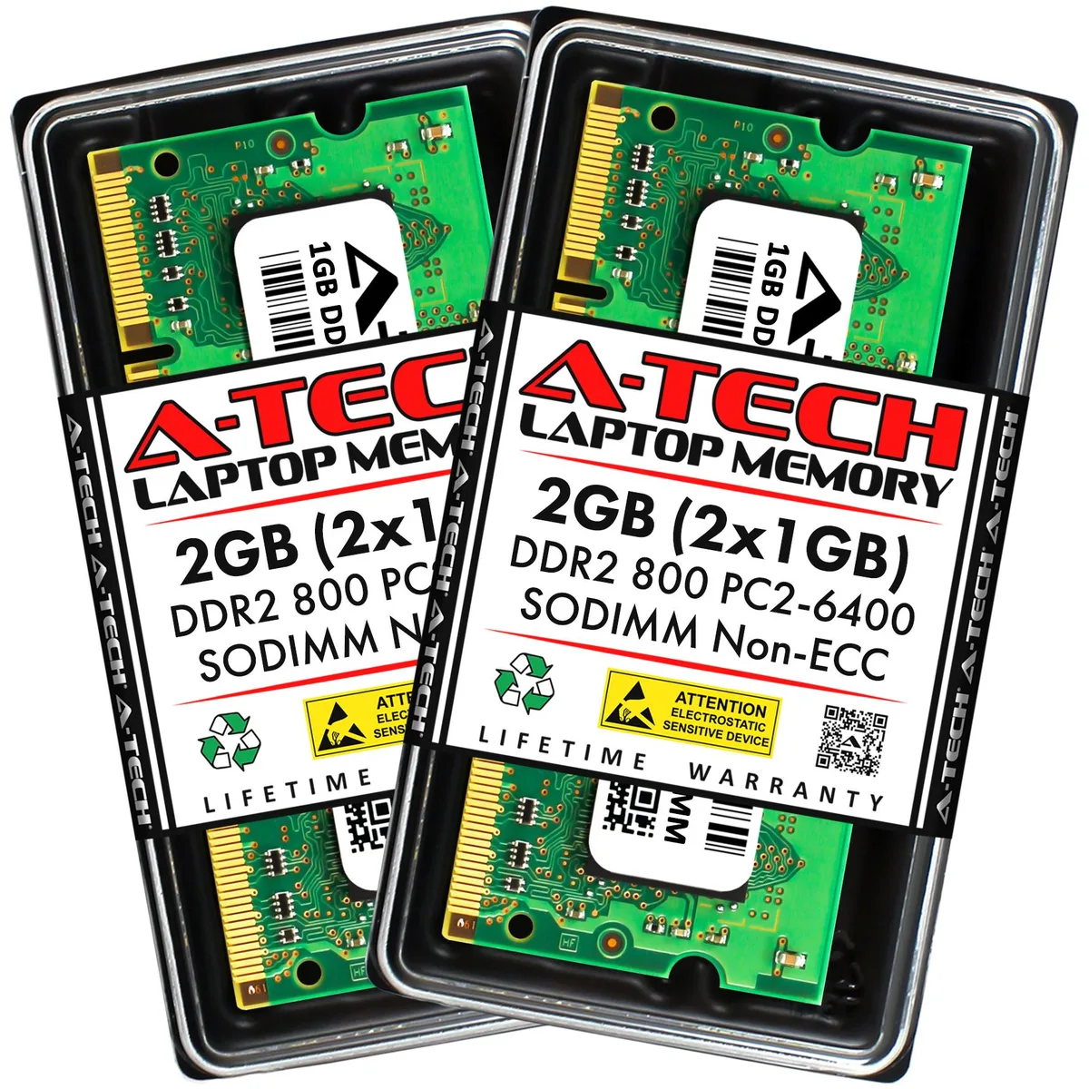 A-Tech A-Tech 2GB DDR2 800MHz SODIMM 200-Pin CL6 1.8V Laptop RAM Kit — 제품 사진