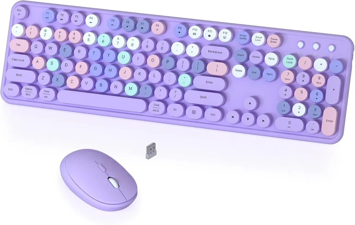 TUKO TUKO Wireless Gaming Keyboard and Mouse Combo Purple 104 Keys 2.4G — produktbild