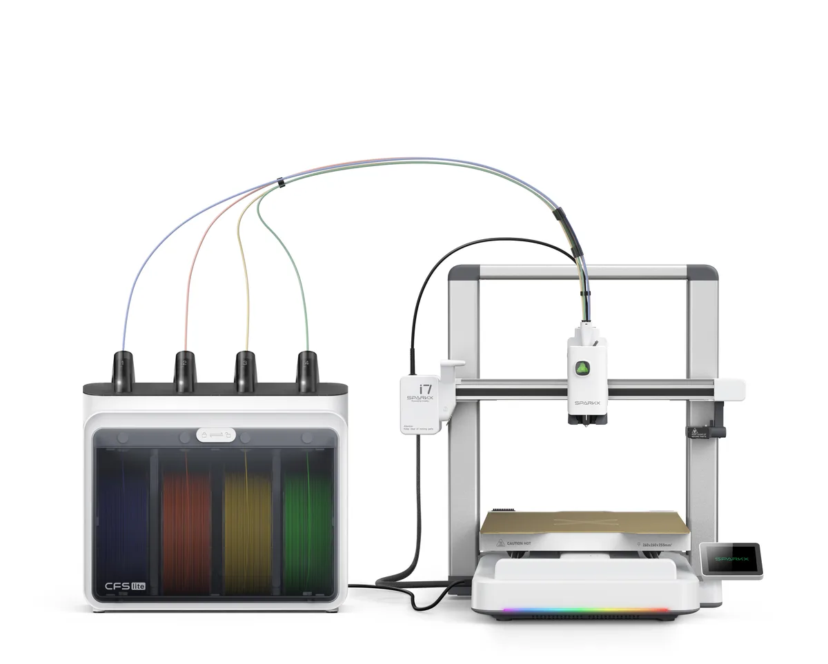 Creality i7 3D printer with CFS Lite filament unit, matte frame, open build area