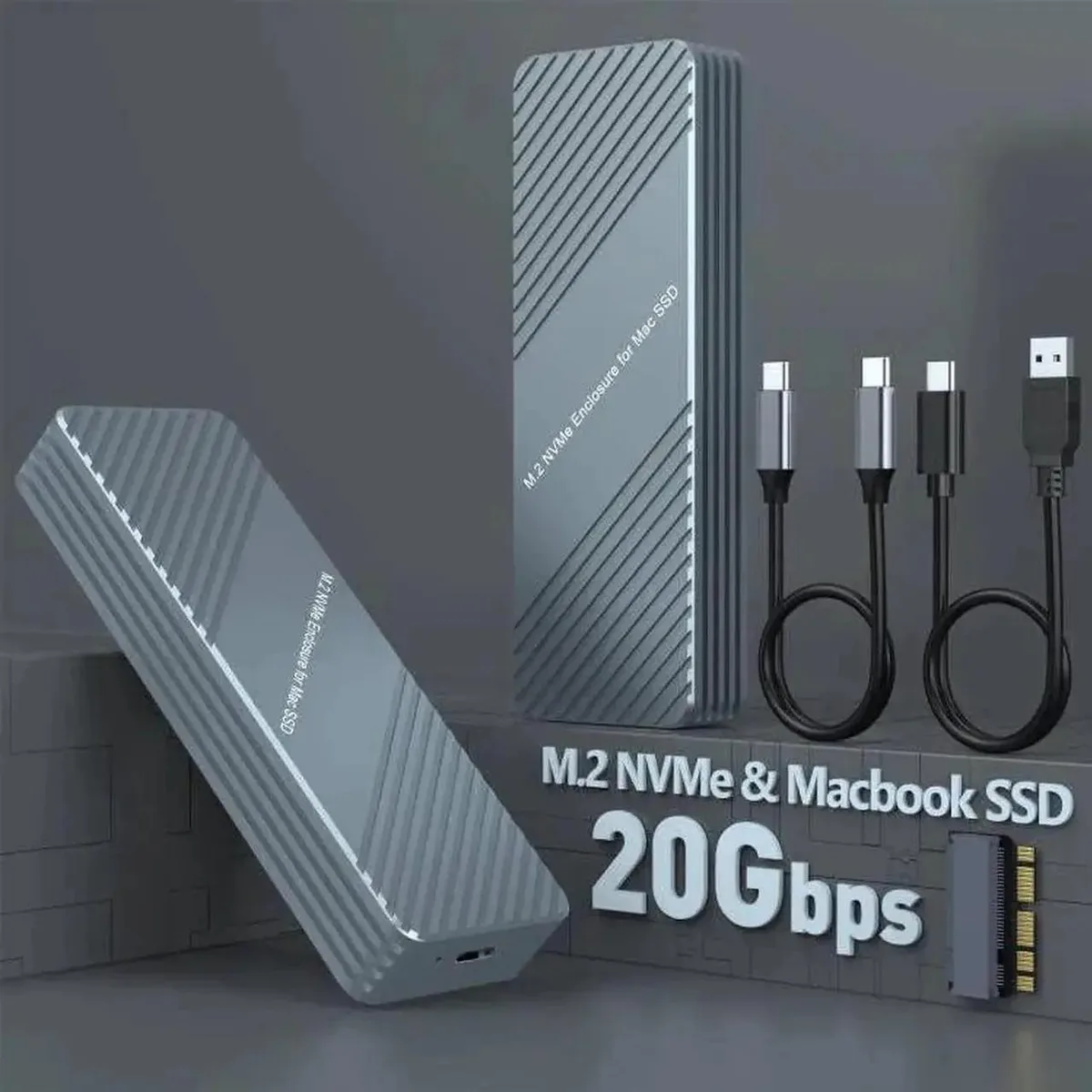 Vszerda Vszerda USB 3.2 MacBook SSD Enclosure 12+16 Pin with M.2 Adapter — preces foto