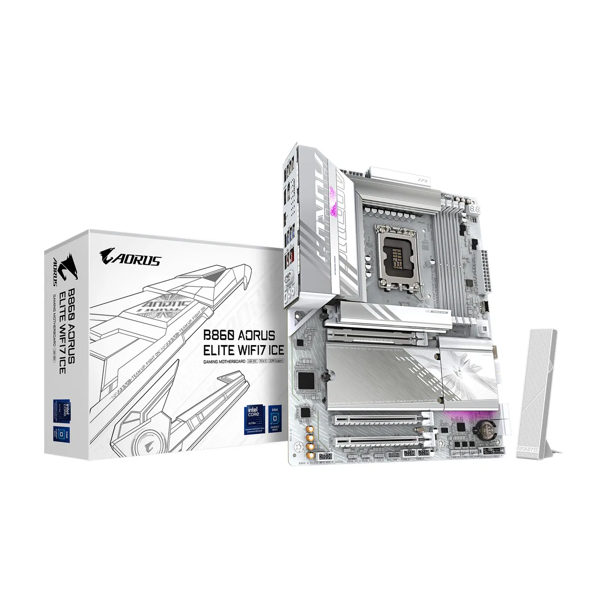 GIGABYTE GIGABYTE B860 A ELITE WF7 ICE Intel motherboard — product photo