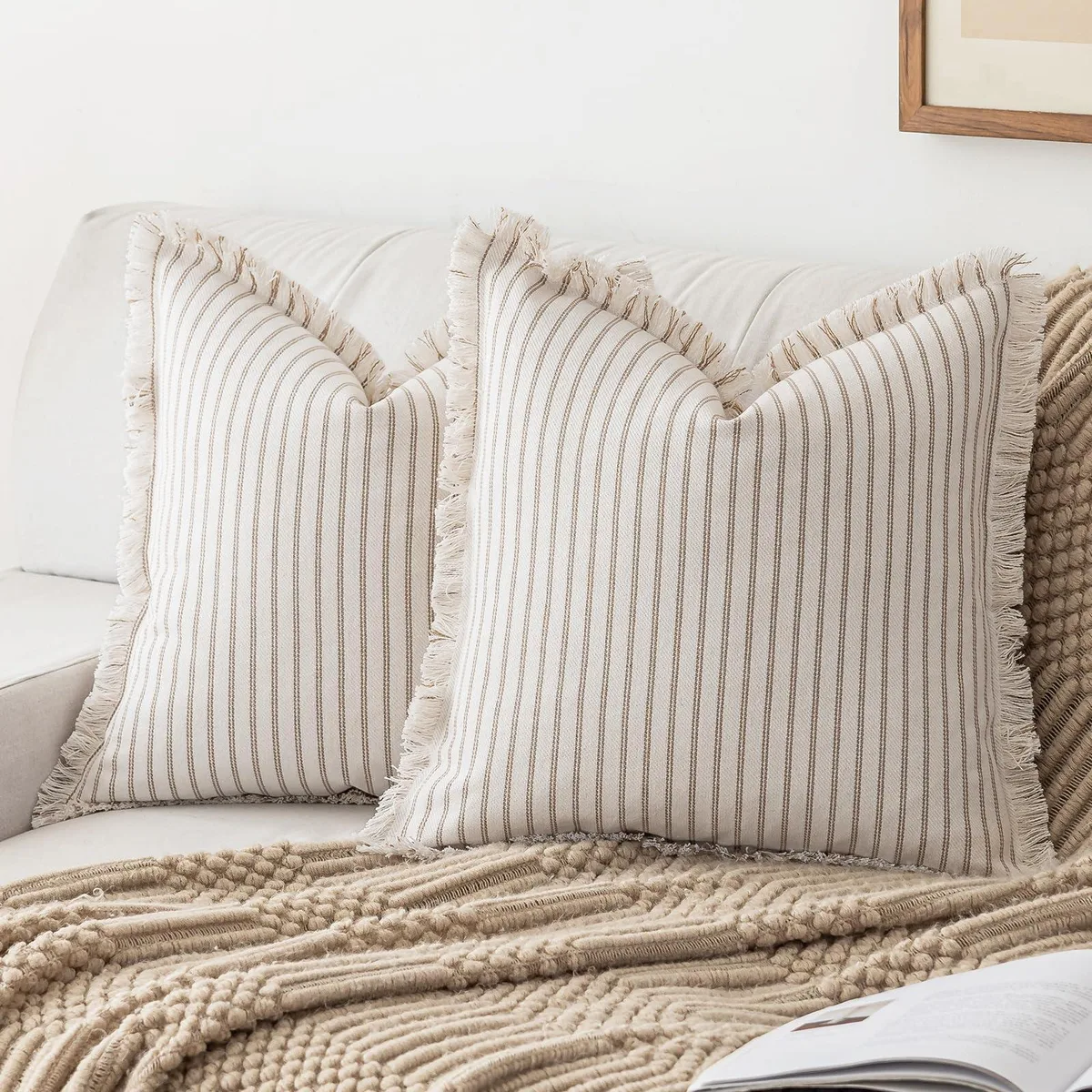  YEENAASY-1818-Khaki 18x18 Pillow Covers Set of 2 — 商品照片
